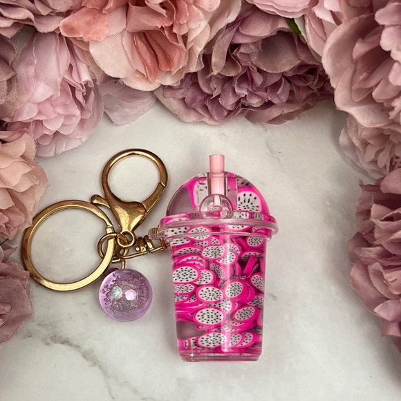 Accessories - Boho Chic Dragon Fruit Infused Water Drink Keychain Charm